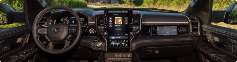 2026 Ram 1500 Uconnect touchscreen compared with the Ford F-150 SYNC 4 display