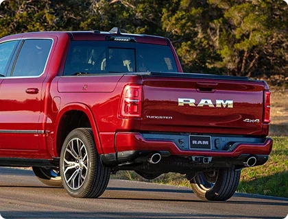 RAM 1500 multifunction tailgate showing 60/40 swing-open doors and drop-down access