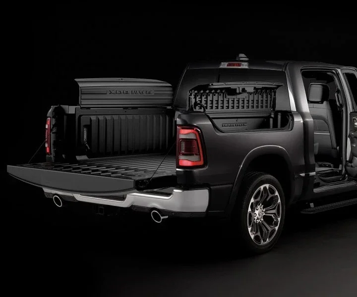 RamBox bedside storage with LED lighting outlet and drain for everyday truck bed use