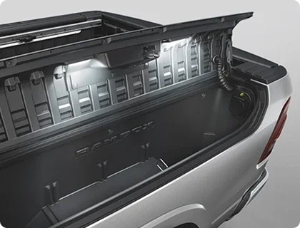 RamBox Cargo Management System lockable bedside storage bins on a RAM pickup